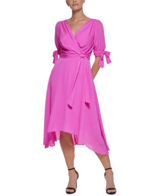DKNY Tie Sleeve Faux Wrap Dress \u0026 Reviews - Dresses - Women - Macy's